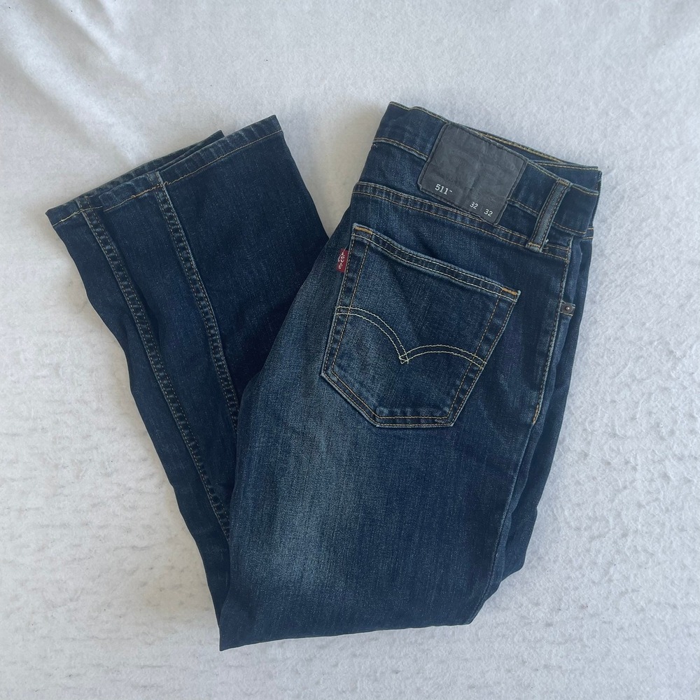 Levi's 511 Slim Fit Jeans Mens 32x32‎ Dark Wash Stretch Denim Blue